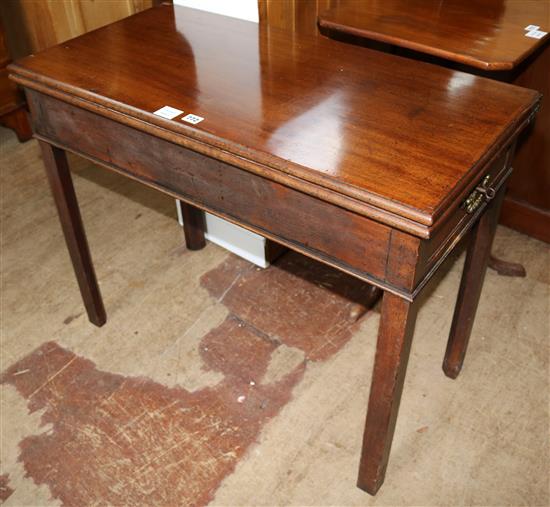 George III mahogany rectangular topped folding tea table